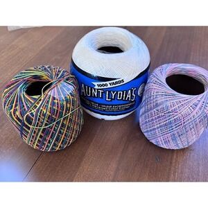 Aunt Lydia's Mercerized Cotton Crochet Thread White Size 10 1000 Yards + 2 Multi